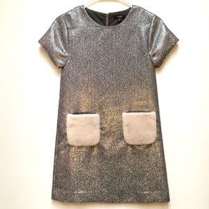 Imoga Short Sleeve Shift Dress 12 Silver Pink Evening Formal Party